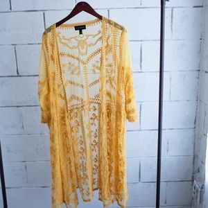 Lane Bryant Yellow Lace Over shirt